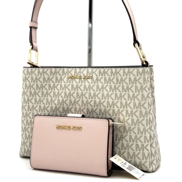 Michael Kors Trisha Triple Compartment Crossbody Bag & Bifold Zip Chain Wallet - Picture 1 of 13
